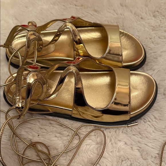 Jimmy Choo Gold Azure Strappy Sandals - Picture 6 of 8